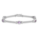 Sterling Silver Rhodium-plated Amethyst Bracelet - QX-35A81E18-6095
