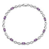 Sterling Silver Rhodium-plated Amethyst Bracelet - QX-4BFA0551-2562
