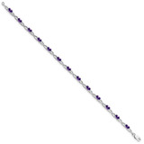 Sterling Silver Rhodium-plated Amethyst Bracelet - QX-8314E075-5053