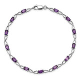 Sterling Silver Rhodium-plated Amethyst Bracelet - QX-8314E075-5053