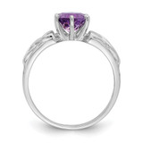 Sterling Silver Rhodium-plated Amethyst Celtic Trinity Ring - QR-F2C0F204-6770