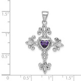 Sterling Silver Rhodium-plated Amethyst Cross Pendant - QP-2E934A74-8412