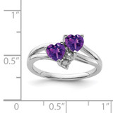 Sterling Silver Rhodium-plated Amethyst Diamond Ring - QR-9E05169F-2305