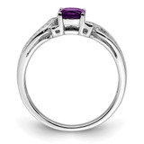Sterling Silver Rhodium-plated Amethyst Diamond Ring - QR-AA86518C-1791