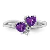 Sterling Silver Rhodium-plated Amethyst Diamond Ring - QR-D0061667-1320