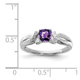 Sterling Silver Rhodium-plated Amethyst Diamond Ring - QR-F28B6A10-1609