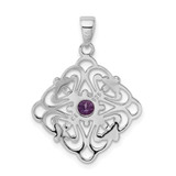 Sterling Silver Rhodium-plated Amethyst Pendant - QP-42025711-8823