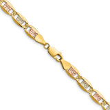14k 6.1mm Tri-color Gold Pav‚ Valentino Chain - PV-35F60E00-6827
