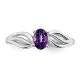 Sterling Silver Rhodium-plated Amethyst Ring - QB-746CBA15-7169