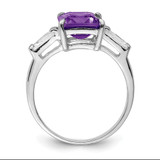 Sterling Silver Rhodium-plated Amethyst Ring - QR-EDE1864C-1480