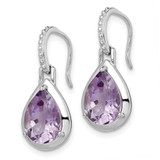 Sterling Silver Rhodium-plated Amethyst Teardrop Dangle Earrings - QE-44BF221C-4991