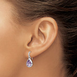 Sterling Silver Rhodium-plated Amethyst Teardrop Dangle Earrings - QE-44BF221C-4991