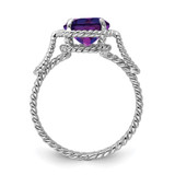 Sterling Silver Rhodium-plated Amethyst Twisted Circle Ring - QR-E4982F12-8766