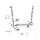Sterling Silver Rhodium-plated Anchor 16 inch with a 2 inch extention Necklace - QG-9828672E-8535