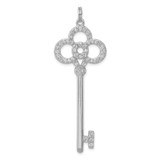 Sterling Silver Rhodium-plated and CZ Key Pendant - QP-2F6BC143-1911