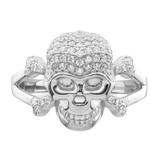Sterling Silver Rhodium-plated and CZ Skull Ring - QR-5E74C2B4-9218