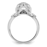 Sterling Silver Rhodium-plated and CZ Skull Ring - QR-B916C504-7484