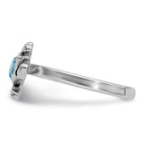 Sterling Silver Rhodium-plated Antiqued Adjustable Turtle Crystal Inlay Ring - PL-8EACD8FA-4560