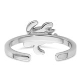 Sterling Silver Rhodium-plated Antiqued Adjustable Turtle Crystal Inlay Ring - PL-8EACD8FA-4560