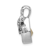 Sterling Silver Rhodium-Plated Antiqued Crystal Hatching Turtle Pendant - PL-AC0EB94B-9117
