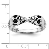 Sterling Silver Rhodium-plated Antiqued Double Skull Ring - QR-047EA6D7-3419