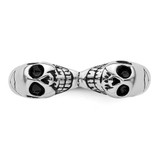 Sterling Silver Rhodium-plated Antiqued Double Skull Ring - QR-838482DE-4698