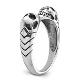 Sterling Silver Rhodium-plated Antiqued Double Skull Ring - QR-838482DE-4698