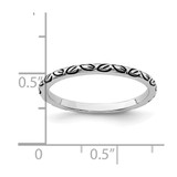 Sterling Silver Rhodium-plated Antiqued Leaf Band - QR-B92C7B36-4063
