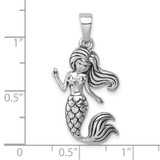 Sterling Silver Rhodium-Plated Antiqued Mermaid Pendant