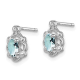 Sterling Silver Rhodium-plated Aquamarine & Diam. Earrings - QB-C7BF9908-9246