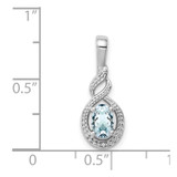 Sterling Silver Rhodium-plated Aquamarine & Diam. Pendant - QB-28C4F4E8-8982