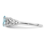 Sterling Silver Rhodium-plated Aquamarine & Diam. Ring - QB-2749BA5F-8177