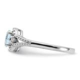 Sterling Silver Rhodium-plated Aquamarine & Diam. Ring - QB-5717546C-4325