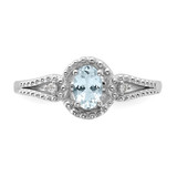 Sterling Silver Rhodium-plated Aquamarine & Diam. Ring - QB-7A82D5D1-6703
