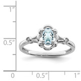 Sterling Silver Rhodium-plated Aquamarine & Diam. Ring - QB-9CD77661-5535