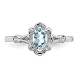 Sterling Silver Rhodium-plated Aquamarine & Diam. Ring - QB-B52CBB8B-5563