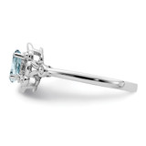 Sterling Silver Rhodium-plated Aquamarine & Diam. Ring - QB-BB836765-7176