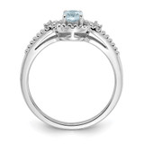 Sterling Silver Rhodium-plated Aquamarine & Diam. Ring - QB-F8D1C360-6053