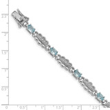 Sterling Silver Rhodium-plated Aquamarine & Diamond Bracelet - QX-904C5CEB-7348