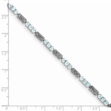 Sterling Silver Rhodium-plated Aquamarine and Diamond Bracelet - QX-47CA14F1-6063