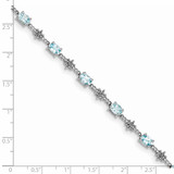Sterling Silver Rhodium-plated Aquamarine and Diamond Bracelet - QX-ED39D358-5481
