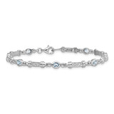 Sterling Silver Rhodium-plated Aquamarine and Diamond Bracelet - QX-F0C3DD90-6602