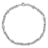 Sterling Silver Rhodium-plated Aquamarine and Diamond Bracelet - QX-F0C3DD90-6602