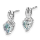 Sterling Silver Rhodium-plated Aquamarine and Diamond Earrings - EM-027004BF-1385