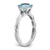Sterling Silver Rhodium-plated Aquamarine and Diamond Ring - RM-3845FEE8-8750
