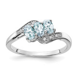 Sterling Silver Rhodium-plated Aquamarine and Diamond Ring - RM-42701C69-6200