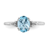 Sterling Silver Rhodium-plated Aquamarine and Diamond Ring - RM-73D461D5-6508