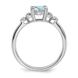 Sterling Silver Rhodium-plated Aquamarine and Diamond Ring - RM-C30AA7C2-7696