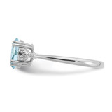 Sterling Silver Rhodium-plated Aquamarine and Diamond Ring - RM-F427DDDB-8837