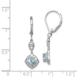 Sterling Silver Rhodium-plated Aquamarine Lever Back Earrings - QE-81256B06-3665